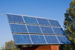 Solar energy panel and trees