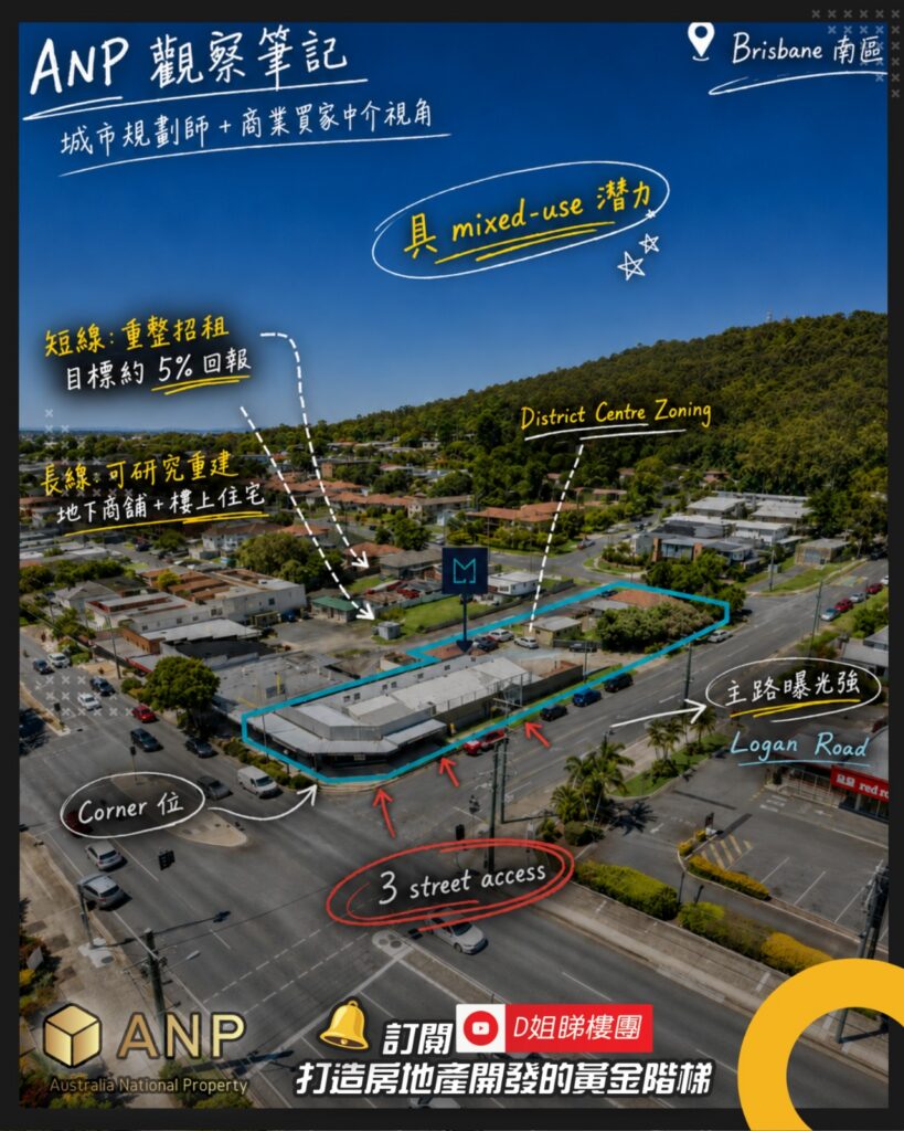 Brisbane 南區 Mount Gravatt 呢個 Logan Road 角位商業物業